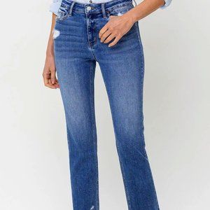 Lovervet High Rise Raw Hem Straight Jeans